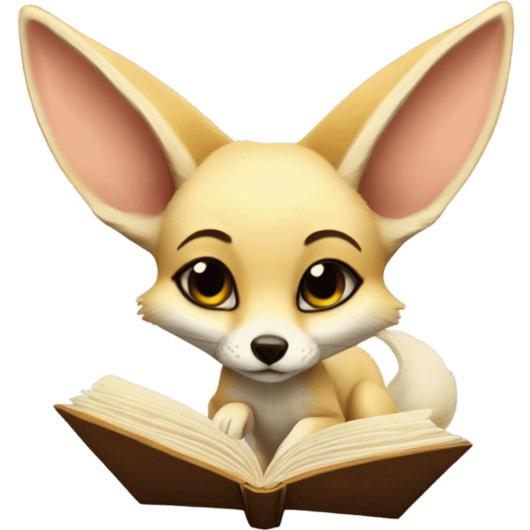 fennec fox with a book emoji