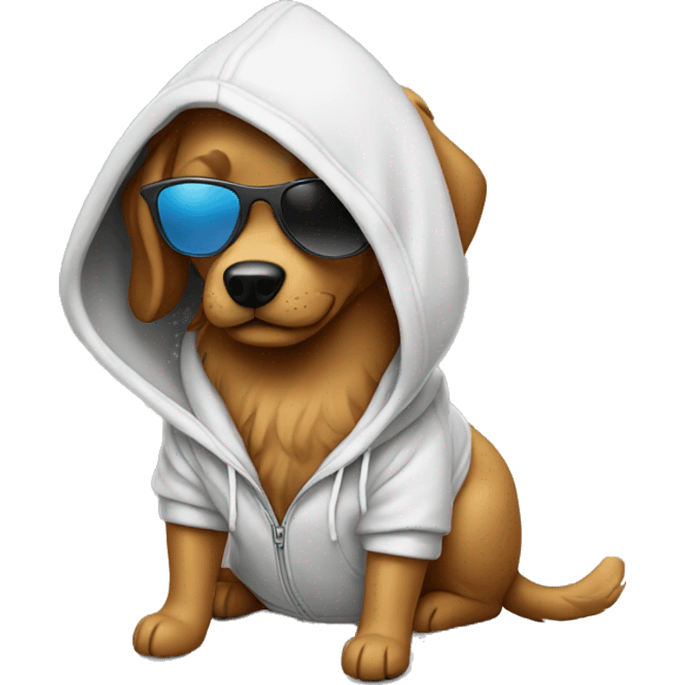 dog with sunglasses and a hoodie emoji