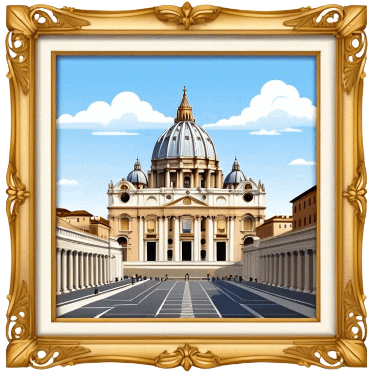 Cinematic Realistic St. Peter's Basilica Landmark Emoji, depicted with majestic, ornate architecture rendered with lifelike detail and regal lighting. emoji