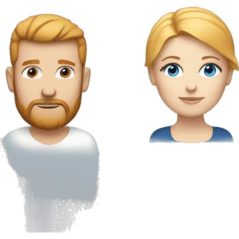 Couple white man with ginger hair and beard and a white woman with blonde hair and blue eyes  emoji