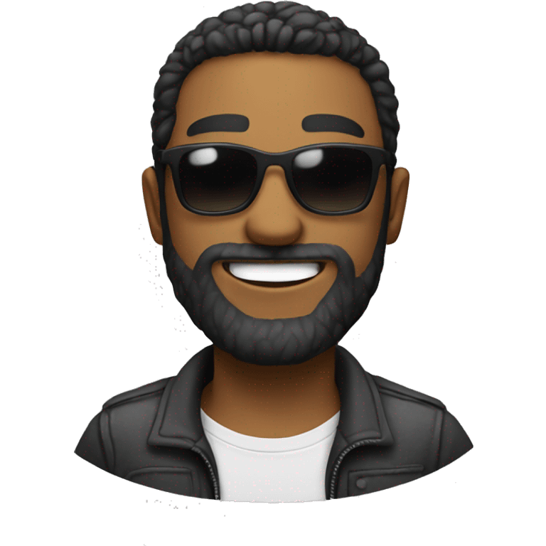 Young man with a beard and sunglasses smiling emoji