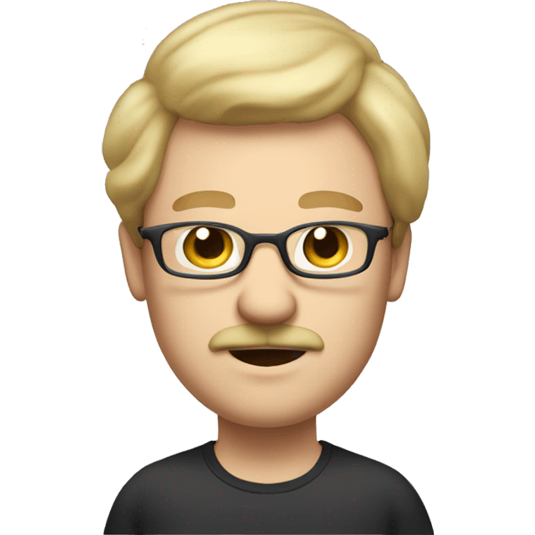 A blonde chubby man with a moustache and medium long hair and glasses emoji