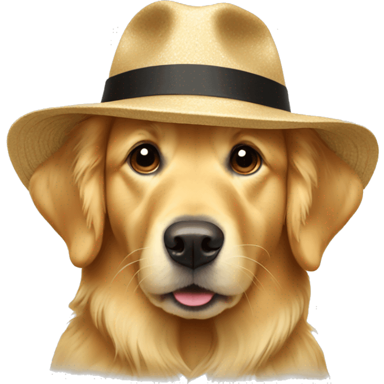 Golden retriever in a hat emoji