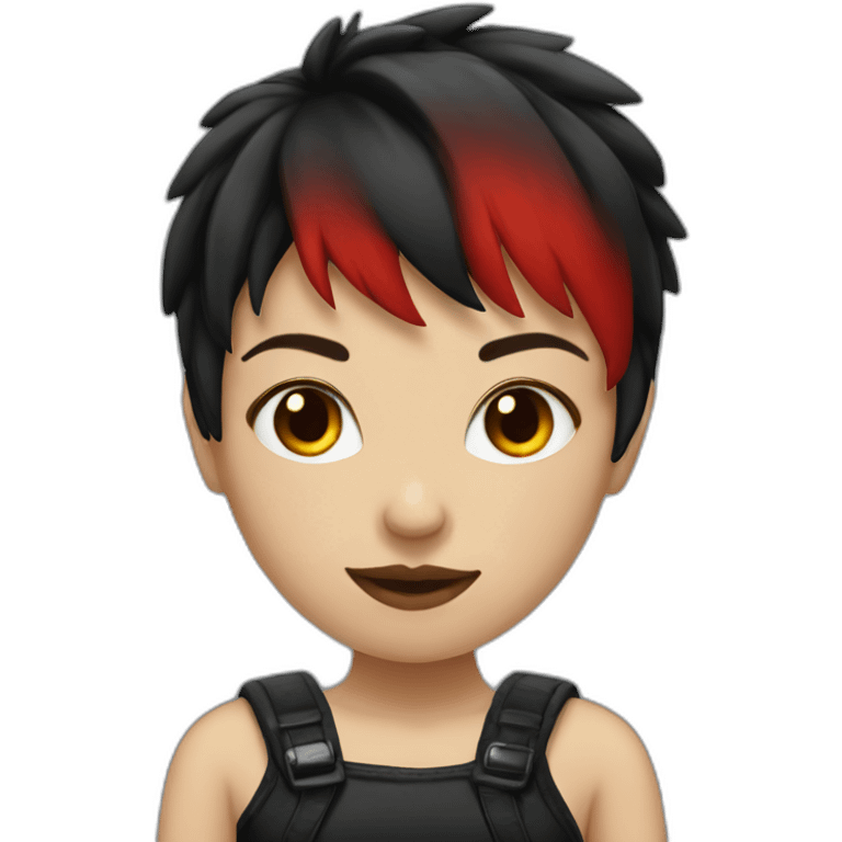 Girlpunk with red-black short hair emoji