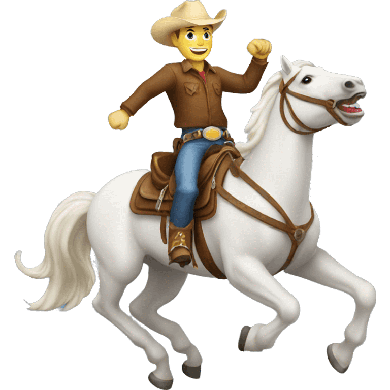 White Cowboy riding horse happy cheering emoji