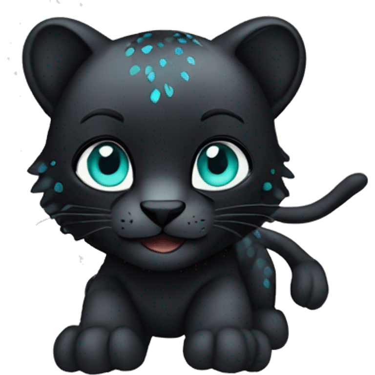 winged black leopard with turquoise eyes flying emoji