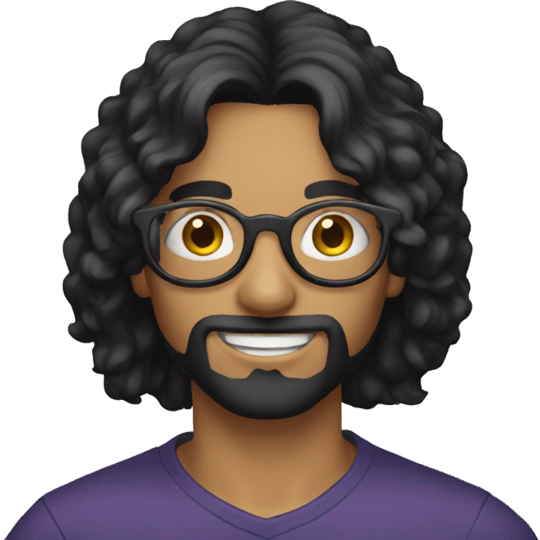 long black hair guy with circle eyewear emoji