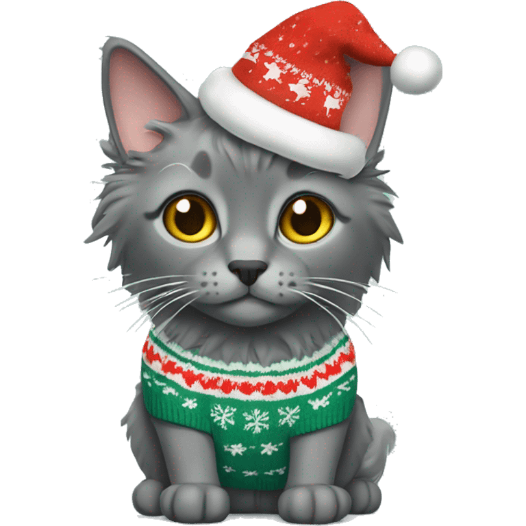 nebelung cat in christmas sweater emoji