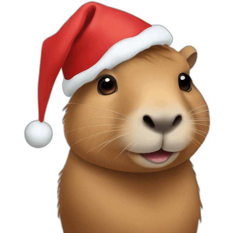 Capybara with a Christmas hat emoji