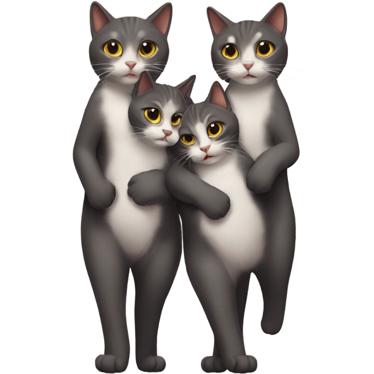 Four cats holding hands emoji