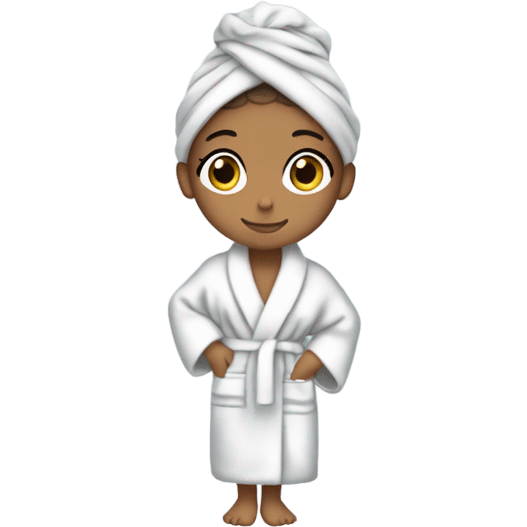 ariana grande in bath robe with hair towel emoji