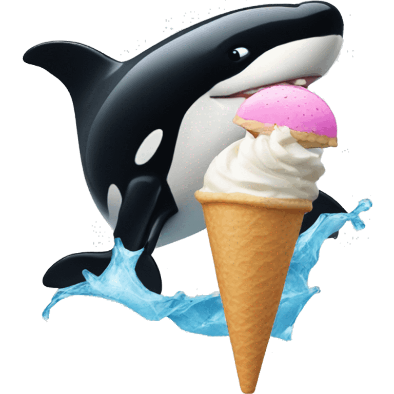 Orca with ice cream emoji