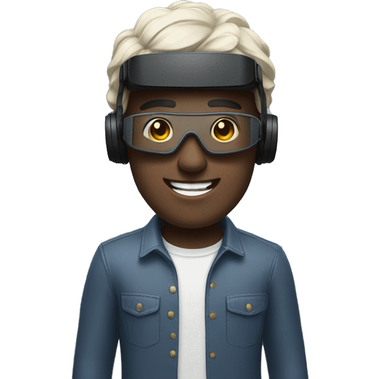 man smiling wearing vr glasses emoji