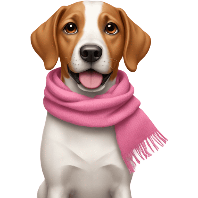 dog wearing pink scarf emoji