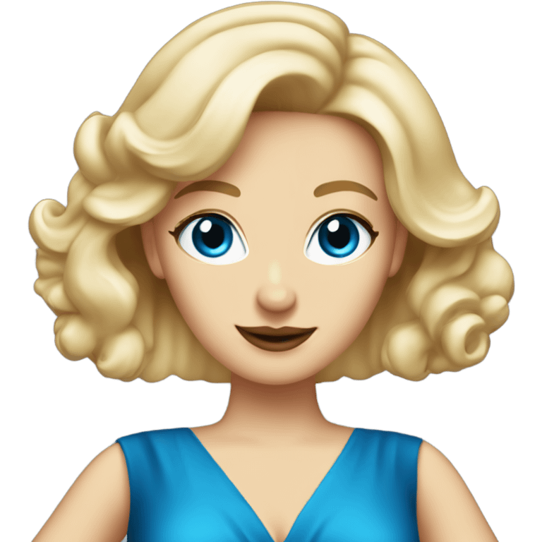 Beautiful blonde white woman with blue eyes red dress dancing with martini emoji