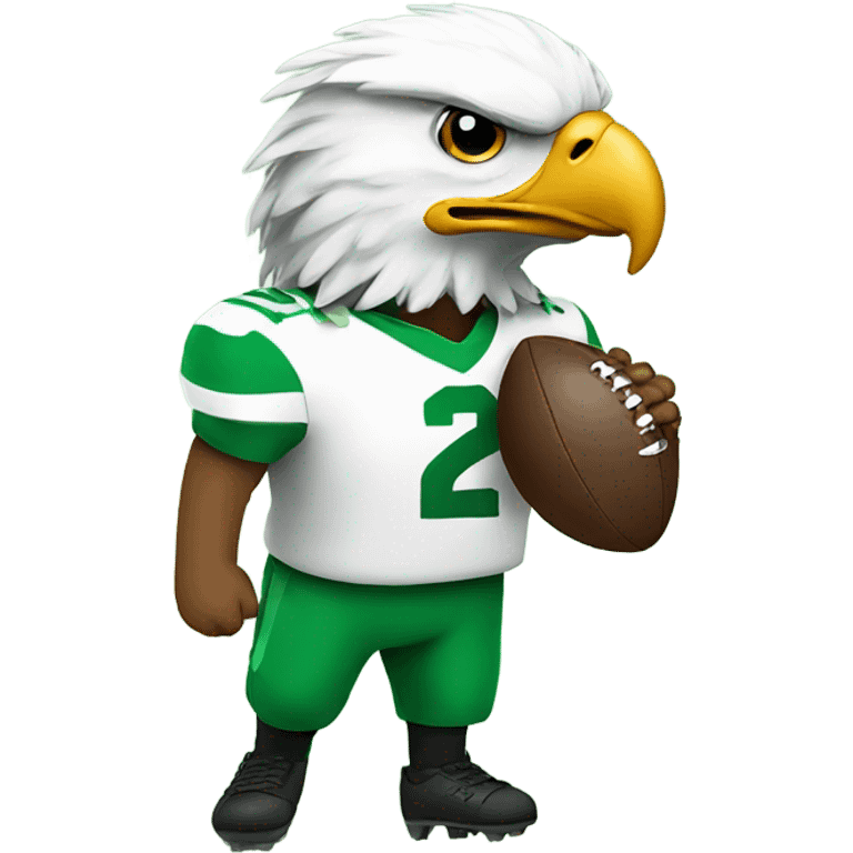 Eagle playing football in Kelly green uniform emoji