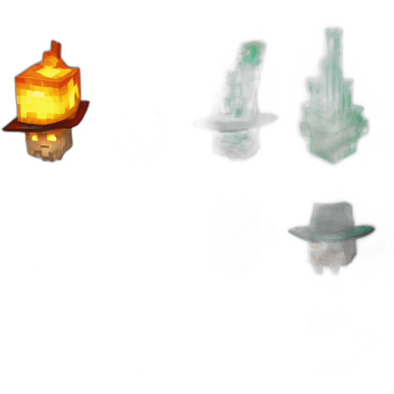 Pixel Minecraft Fedora Halloween Head Diamond Obsidian Emerald Flame Shiny Glow Reward Legendary Unique Epic Mystery emoji