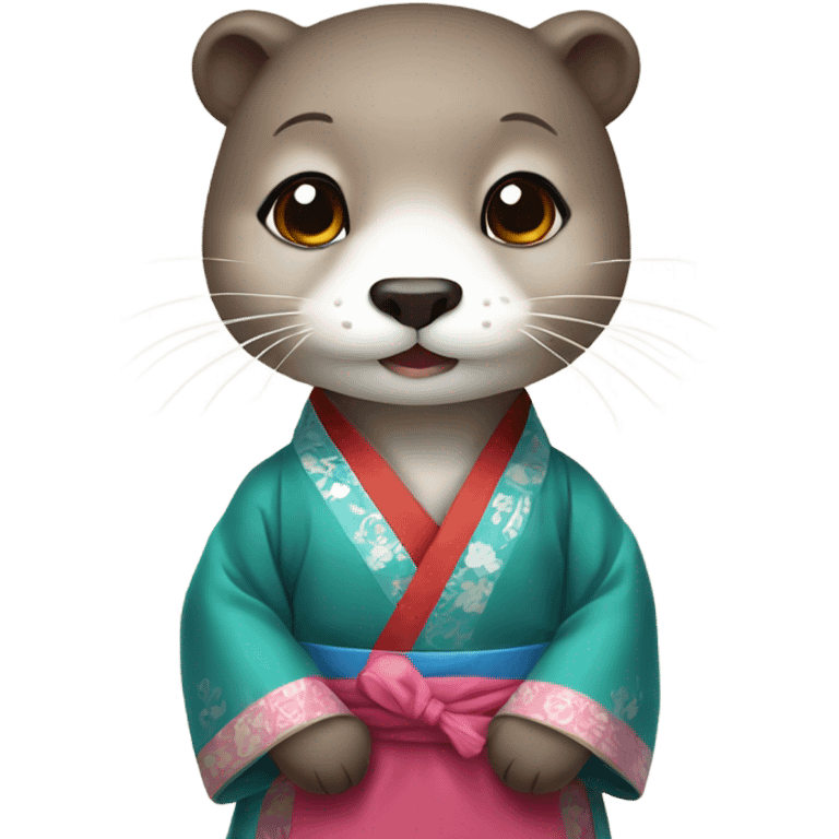 a otter face wearing traditional korean hanbok emoji