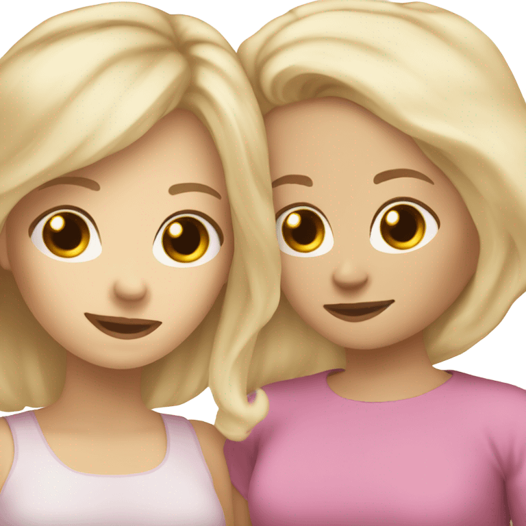 White mom blonde hair daughter brown with brown hair sleepover emoji