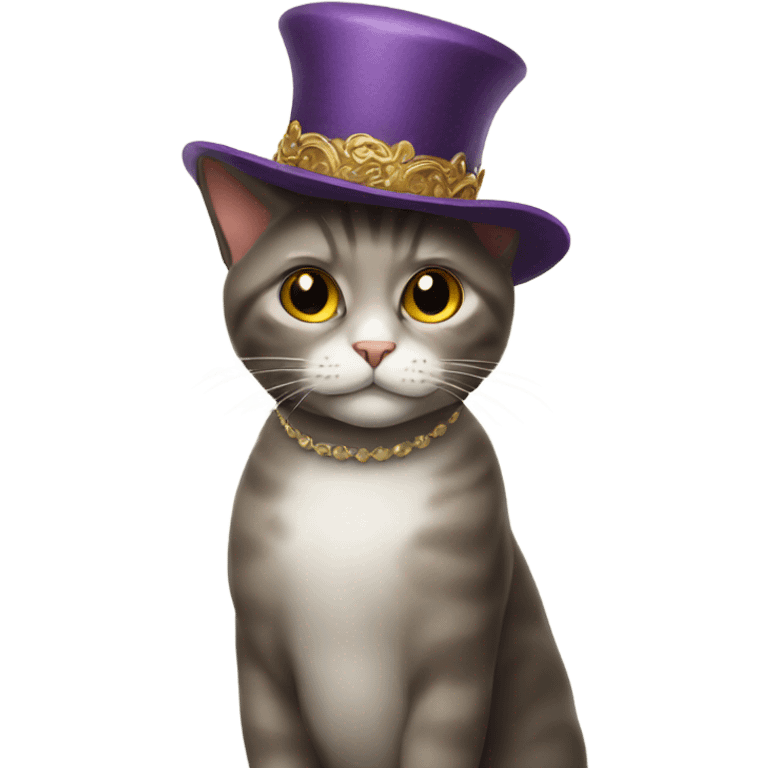 Cat wearing a fancy hat emoji