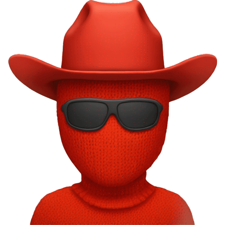 red ski mask with red cowboy hat emoji