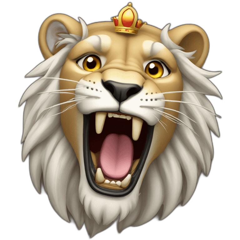 Roaring lion with  crown emoji