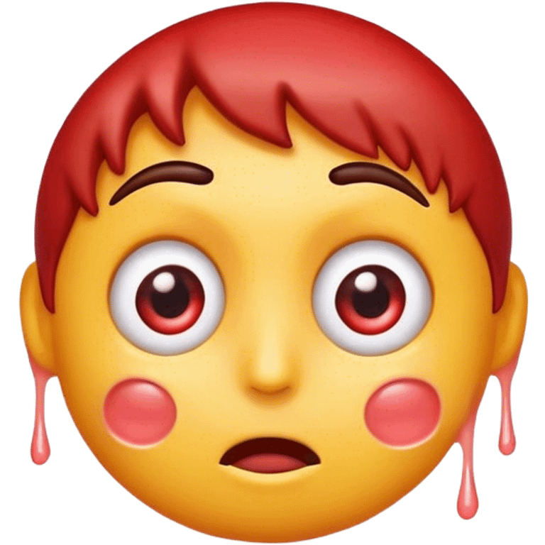 Combine the red ogre emoji, the hot emoji, and the eyes looking emoji into a new emoji with an aroused, but curiously nervous expression on its face emoji