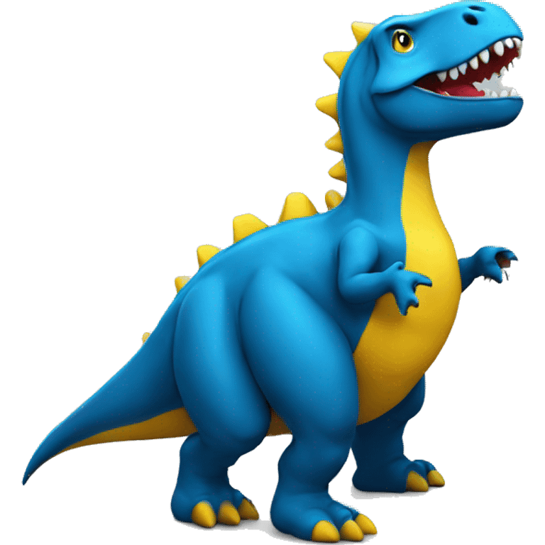  blue dinosaur with sharp yellow back on red hoodie emoji