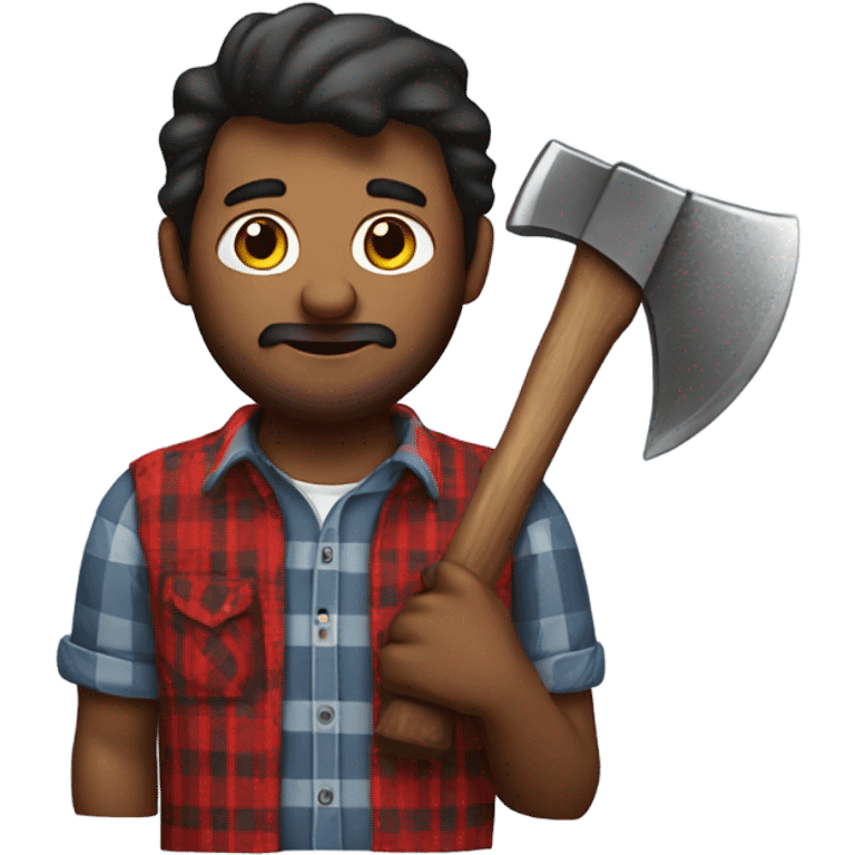 Multiracial chunky lumberjack man with ax in plaid  emoji