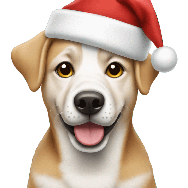 dog wearing christmas cap emoji