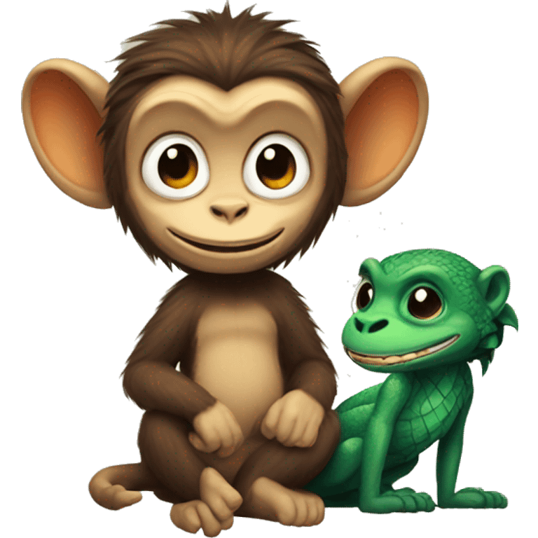 Monkey with a pet dragon emoji