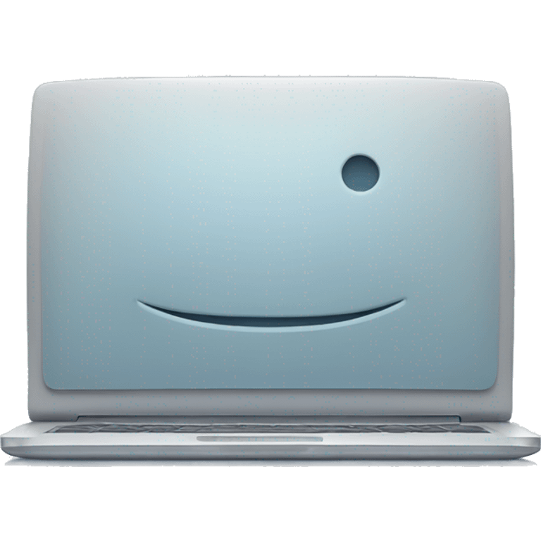 a notebook computer which shows and apple on its screen. Use pastel colors, prefering a soft blue and a soft gray. Be minimalistic and avoid faces.. emoji