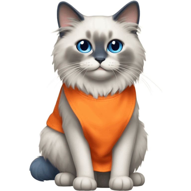 Blue point Ragdoll cat wearing an orange apron  emoji