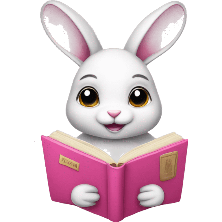 bunny with pink book emoji