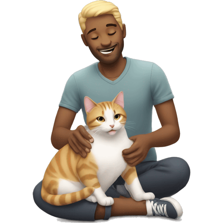 man petting cat emoji