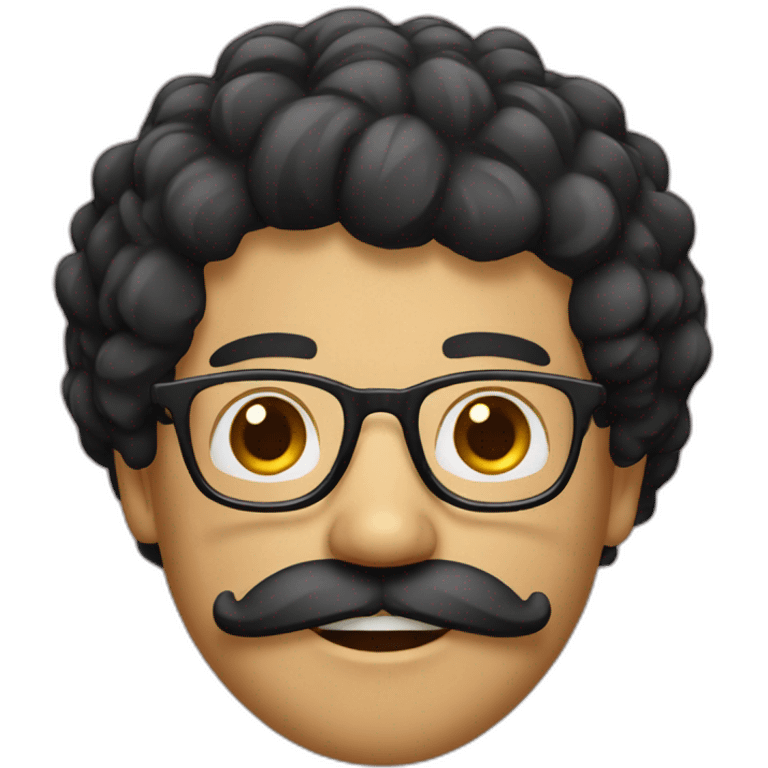 Man with black  coarse hair and glasses and moustache  emoji