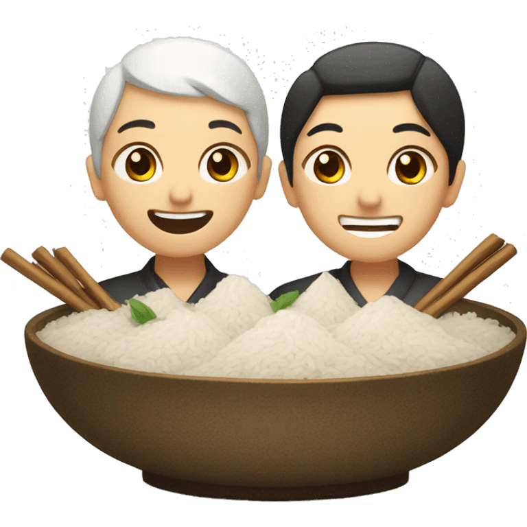 Cheers with two bowls of rice wine emoji