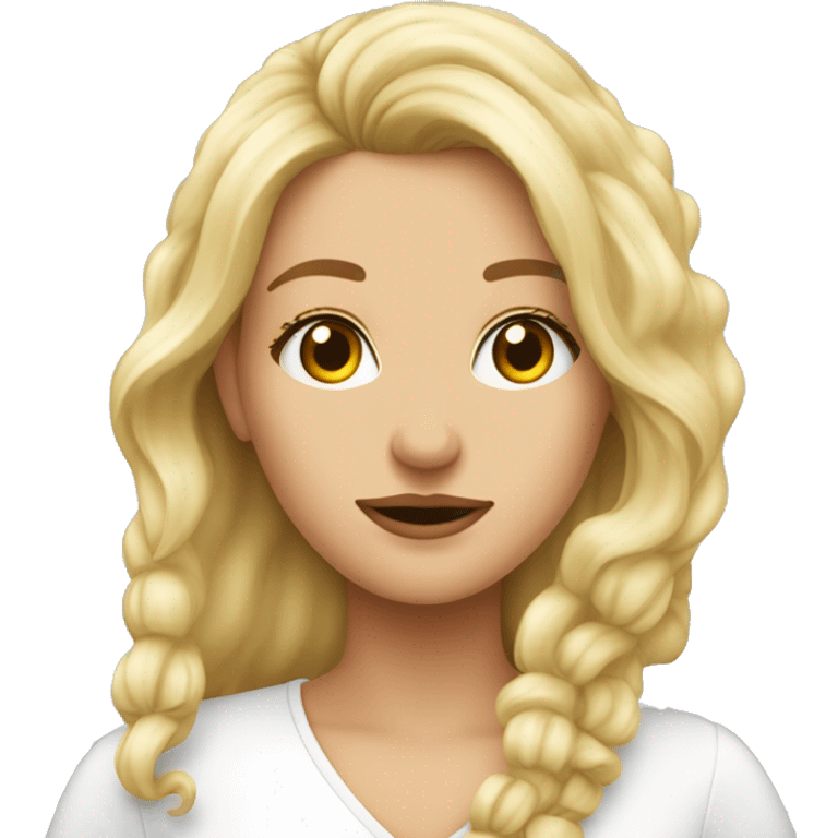 Frau, ganzkörper, rote Augen, blonde lockige lange Haare  emoji