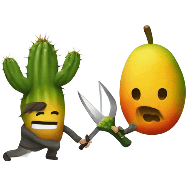 Mango beheading a cacti emoji