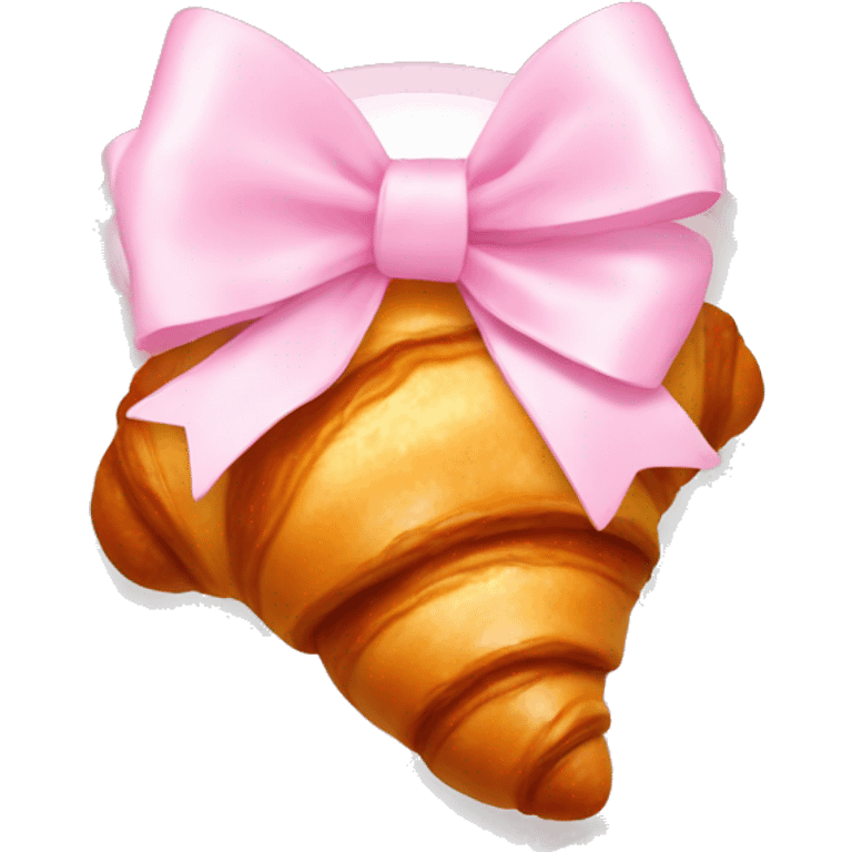 Croissant with pastel pink bow emoji