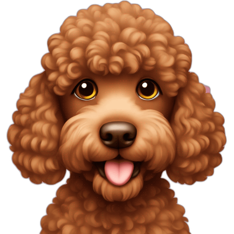 Brown poodle with heart emoji