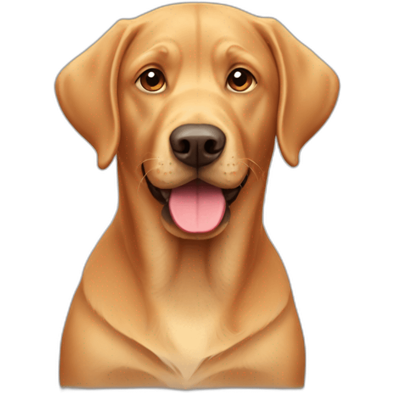 Red labrador with holding a tennis ball emoji