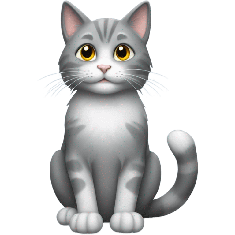 Grey cat long hair scratching post emoji