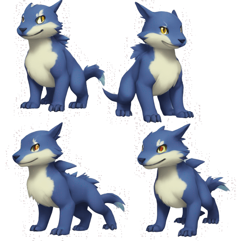 Cute cool anthro Digimon-Pokémon-animal full body emoji