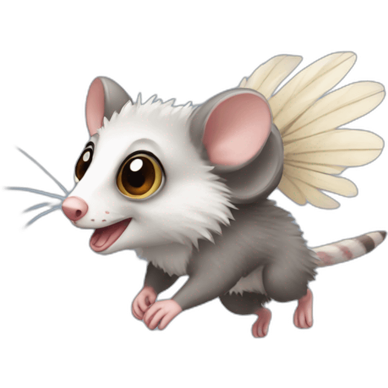 Adult wild opossum flying with wings  emoji