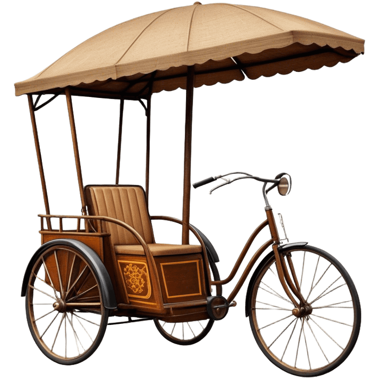 ​Cinematic Realistic Cyclo Rickshaw, depicted as a classic manually operated tricycle-style rickshaw with a simple, rustic design and intricate details, rendered with realistic textures and natural urban lighting that captures its cultural charm and timeless functionality, emoji