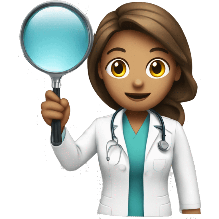 nurse holds magnifying glass emoji