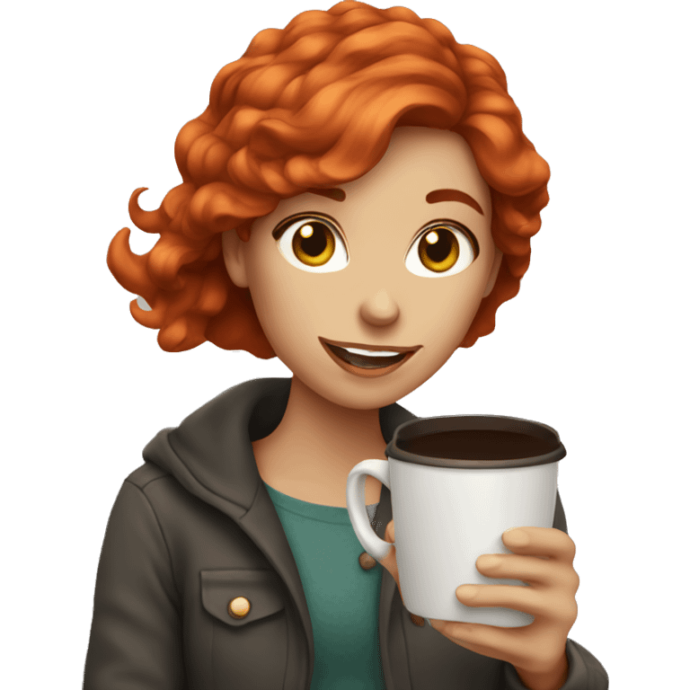 Red haired girl with coffee emoji