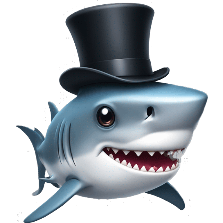 Shark with a top hat emoji