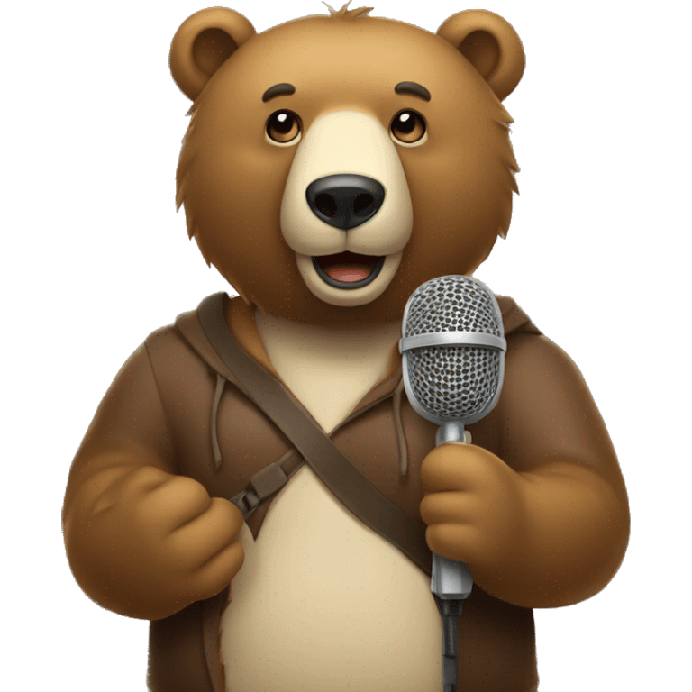 A bear with a microphone in his hand  emoji